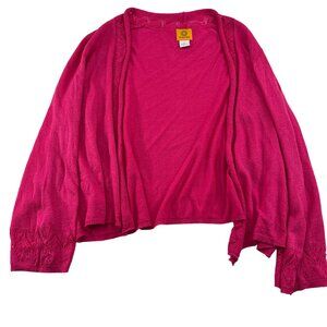 Ruby Rd. Womens Large Open Front Cardigan Sweater Pink Acrylic Blend